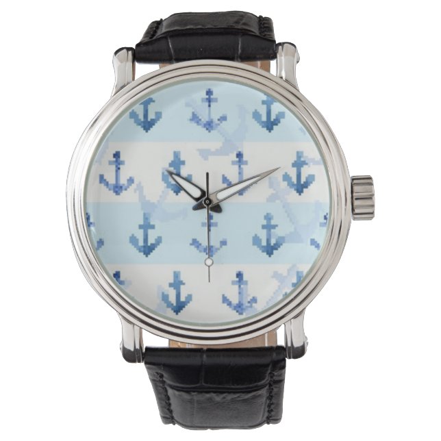 Montre Motif Ancre Pastel Blue (devant)