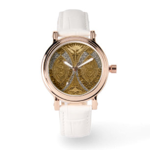 Montre Motif Art Déco Argent et Or