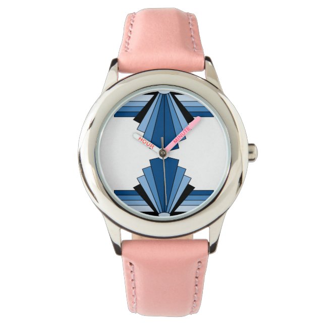 Montre Motif Art déco dans le blues (devant)