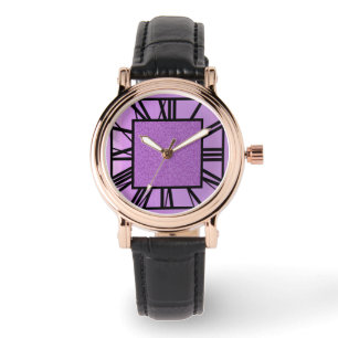 Montre Motif Art déco, lavande métallique