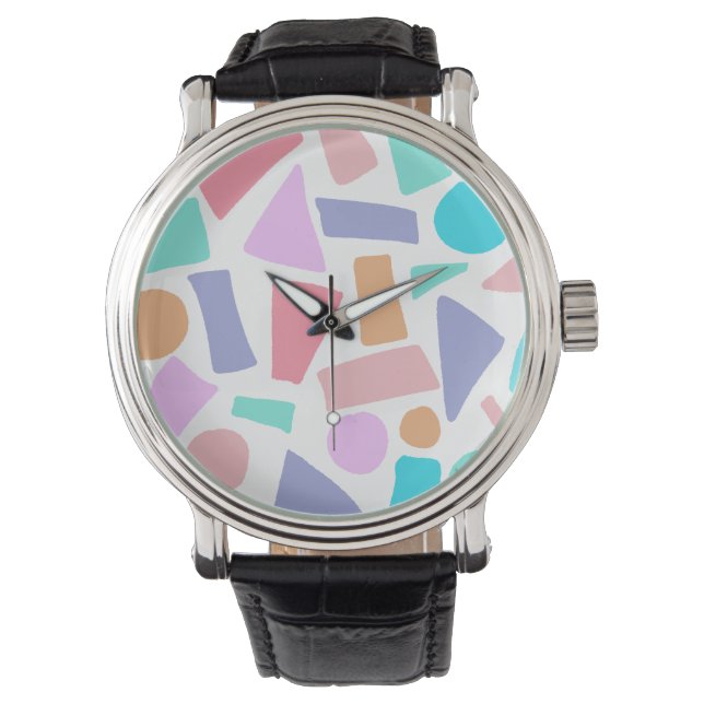 Montre Motif aux formes pastel géométriques colorées (devant)