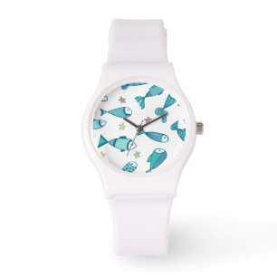 Montre Motif avec des poissons et des étoiles de mer