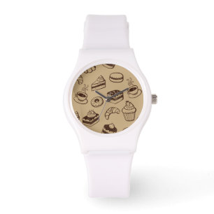Montre Motif Avec Gâteaux, Desserts Et Boulangerie