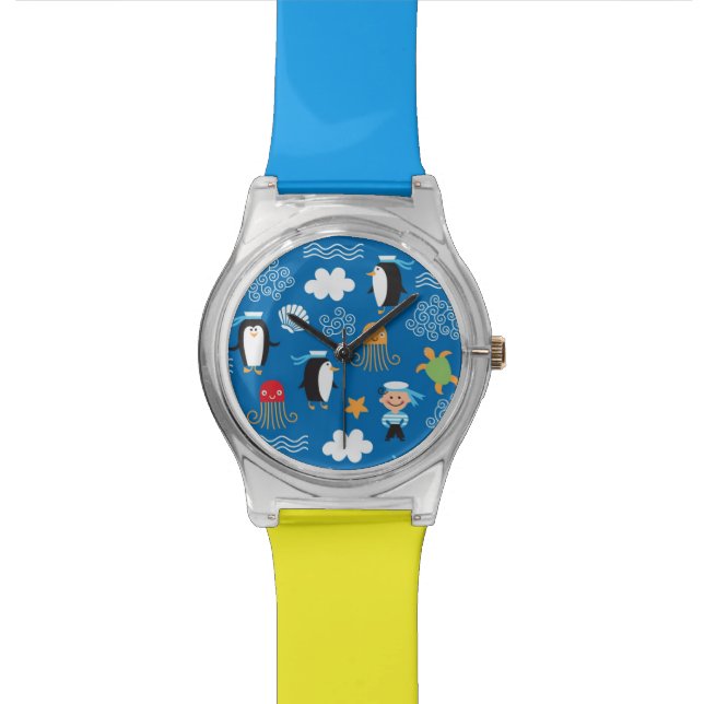 Montre motif avec le thème de mer (Fermer)