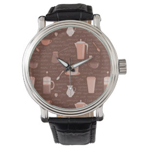 Montre Motif avec les éléments relatifs de café