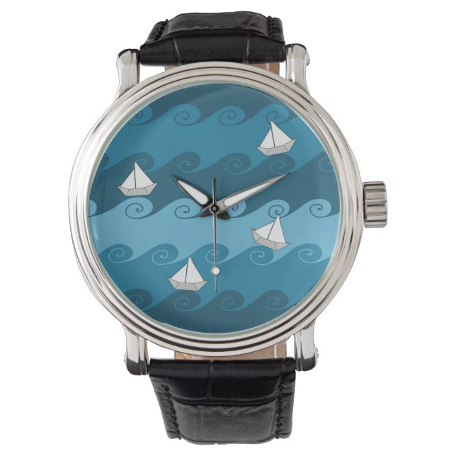 Montre Motif Bateaux en papier (devant)