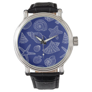 Montre Motif Bleu Clair Shell