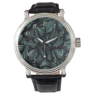 Montre Motif bleu de verre brisé abstrait