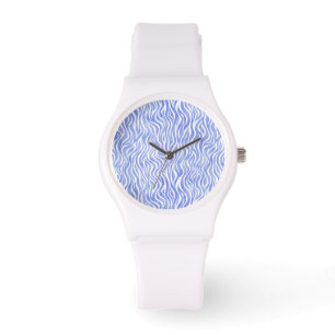 Montre Motif bleu de zèbre d'aquarelle