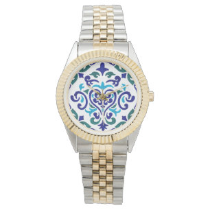 Montre motif bleu marine et blanc