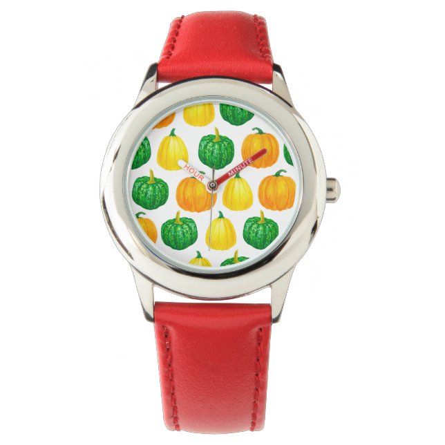 Montre motif citrouille aquarelle (devant)