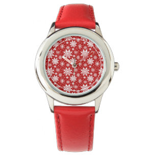 Montre Motif classique de Noël Red & White Snowflake