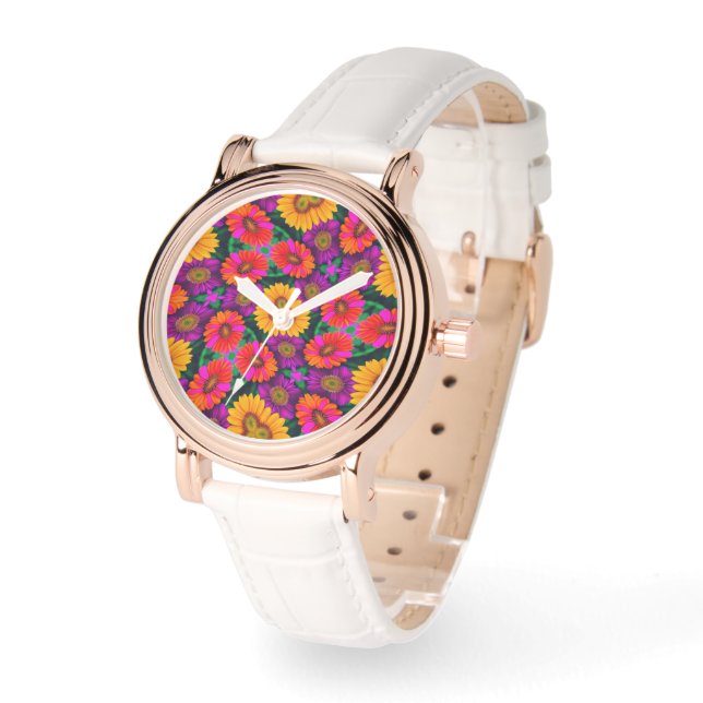 Montre Motif coloré Daisy Bouquet (Angle)
