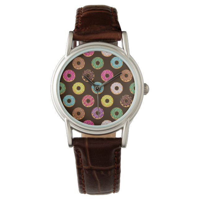 Montre Motif coloré de beigne au chocolat (devant)