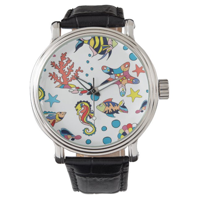 Montre Motif coloré de la vie sous-marine (devant)