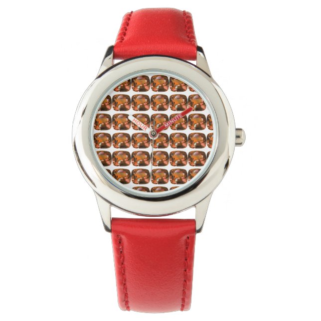 Montre Motif coupé en coussin orange (devant)