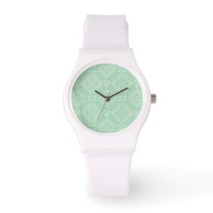 Montre Motif damassé vert