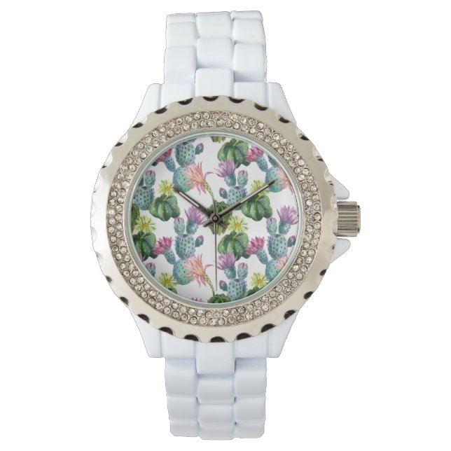Montre Motif d'aquarelle Cactus Art (devant)