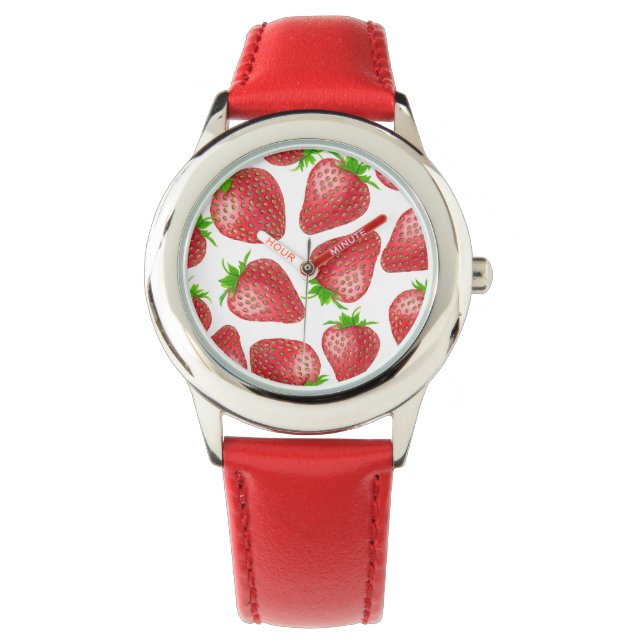 Montre Motif d'aquarelle de fraises (devant)