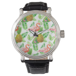 Montre Motif d'aquarelle de jardin tropical