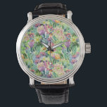 Montre Motif d'aquarelle en fleurs exotiques<br><div class="desc">Aquarelle exotique cactus fleuris avec fleurs motif. | © et ® Bigstock® - Tous droits réservés.</div>