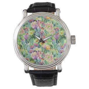 Montre Motif d'aquarelle en fleurs exotiques