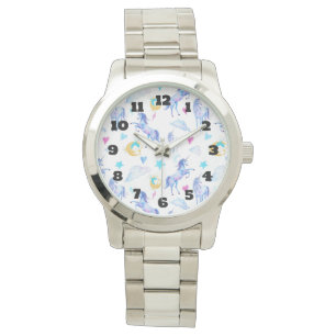 Montre Motif d'aquarelle magique Unicorn Design Imaginair