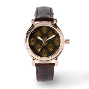 Montre Motif d'art abstrait élégant boho moderne or #502