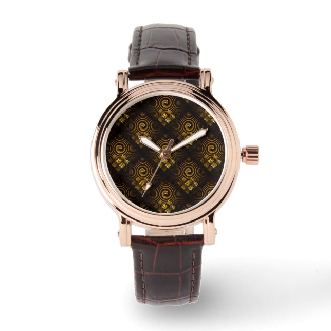 Montre Motif d'art abstrait élégant boho moderne or #502 (Recto)