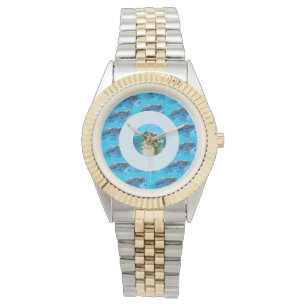 Montre Motif Dauphin Circulaire, Unisex Wristwatch