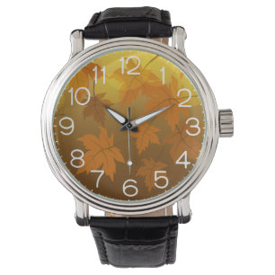 Montre Motif d'automne avec feuilles d'érable tombant et
