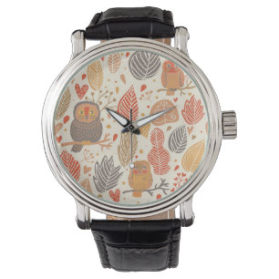 Montre Motif d'automne. Chouettes dans la forêt