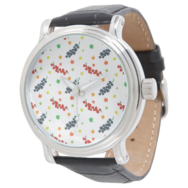 Montre Motif de baies, groseille, myrtille, fruit (Incliné)