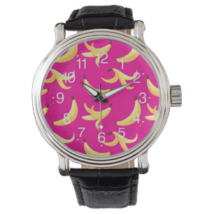 Montre Motif de banane jaune rétro drôle, partie modifiab