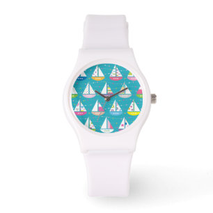 Montre Motif de bateau à voile Pastel