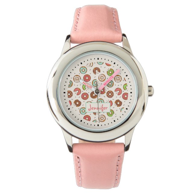 Montre Motif de beignets colorés de style rétro (devant)