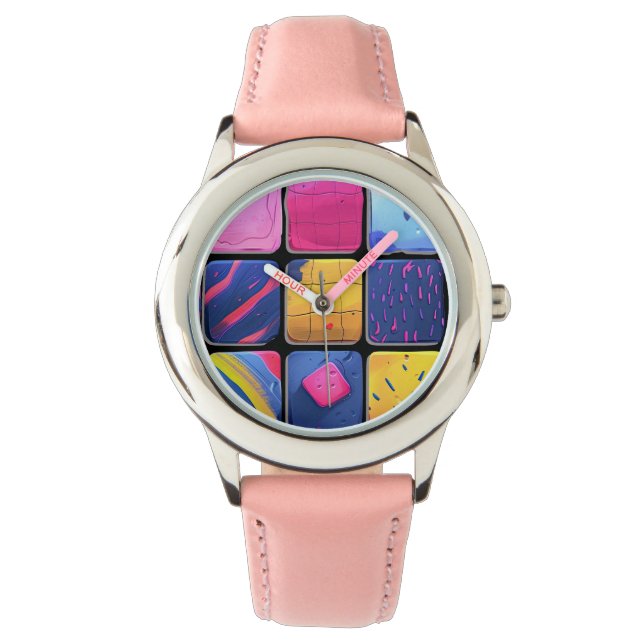 Montre Motif de blocs colorés Abstraits (devant)