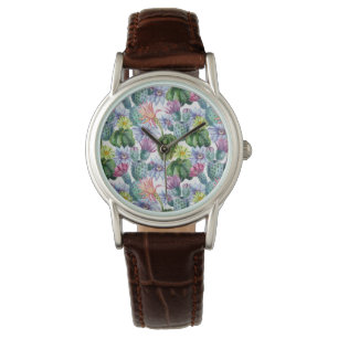 Montre Motif de cactus aquarelle peint à la main