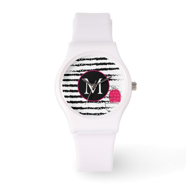 Montre Motif de cactus rose monogramme (Recto)