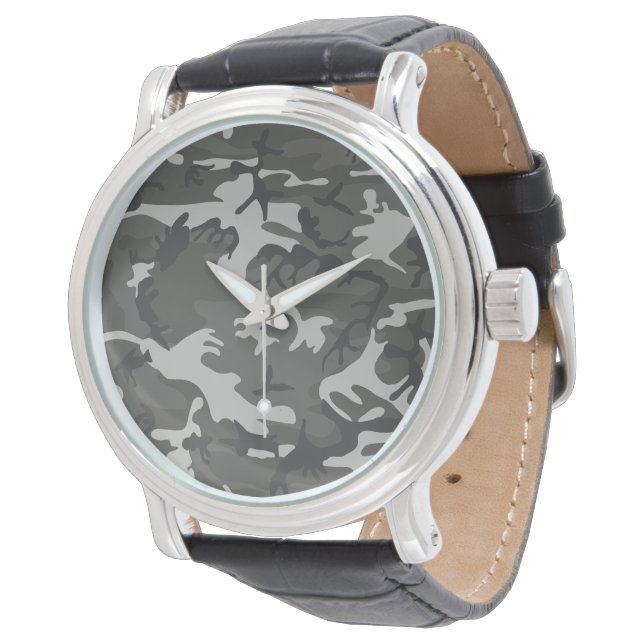 Montre Motif de Camouflage gris, Motif militaire, Armée (Incliné)