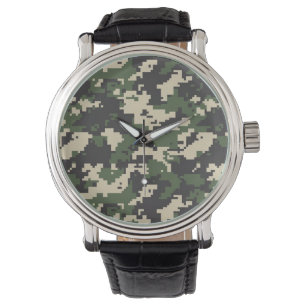 Montre Motif de camouflage numérique vert