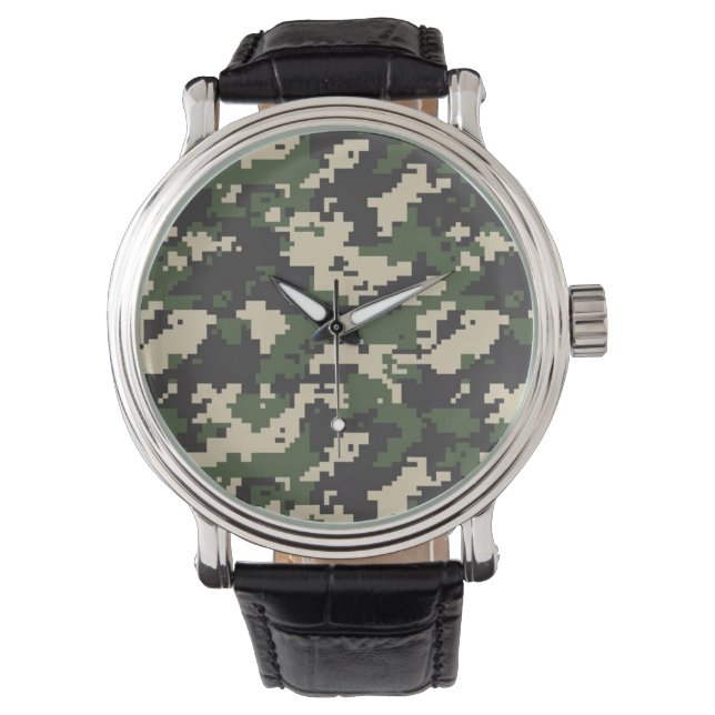 Montre Motif de camouflage numérique vert (devant)