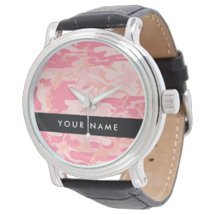 Montre Motif de camouflage rose, Votre nom, Personnaliser