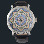 Montre Motif de carreaux portugais traditionnels Azulejo<br><div class="desc">Beau et rare Motif de tuiles Azulejo en couleurs de bleu,  orange,  marron,  bronze,  menthe et jaune. Espagnol et Portugais Accent Hommes et Femmes Watch.</div>