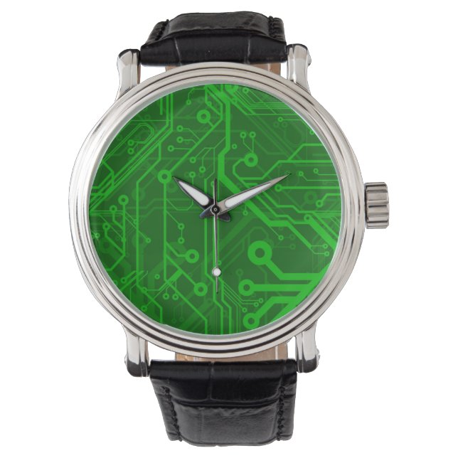 Montre Motif de carte à circuit imprimé vert (devant)