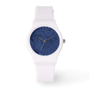 Montre Motif de carte mère Geek bleu