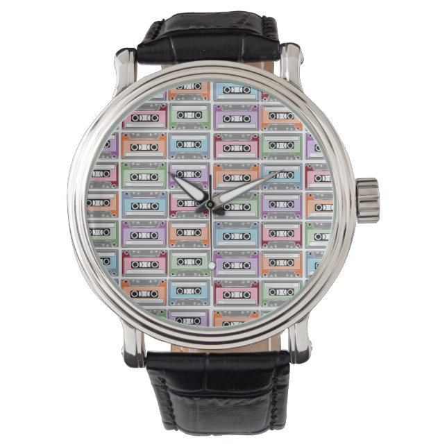 Montre Motif de cassettes rétro pastel (devant)