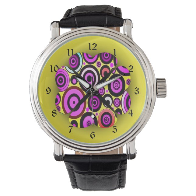 Montre Motif de cercles rétro moderne (devant)