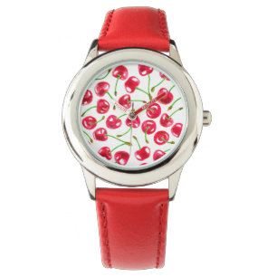 Montre Motif de cerises d'aquarelle