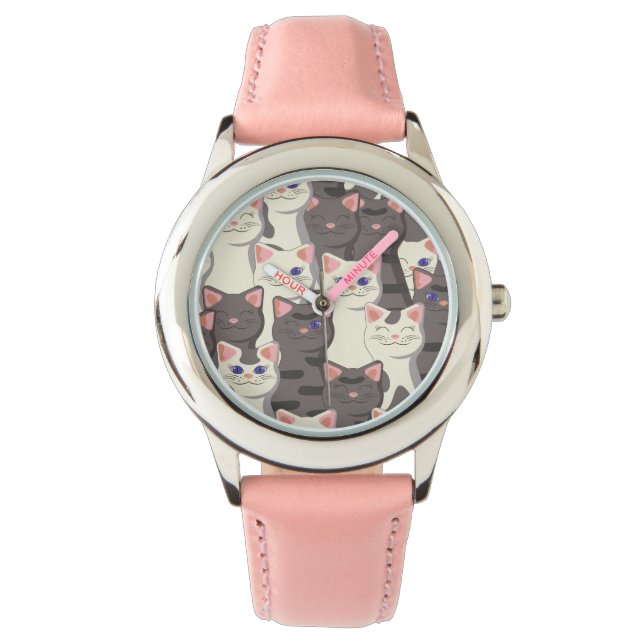 Montre Motif de chats blancs et gris (devant)